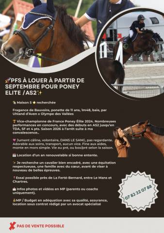 ?pfs a louer à partir de septembre 2026 pour poney éli