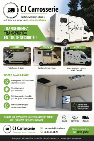 Transformation fourgon en camion transport chevaux