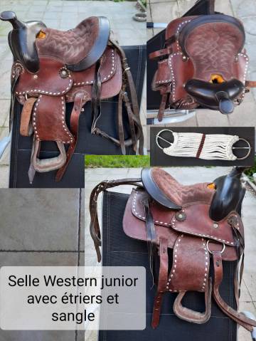 Selle western enfant avec étriers et croupière
