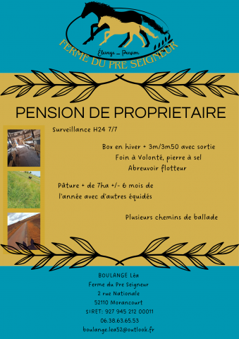 Pension parc - ferme du pre seigneur 52110 morancourt 
