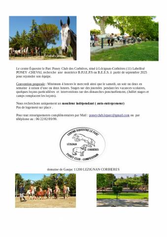 Cherche moniteur (trice)
