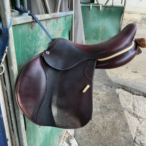 ?? à vendre : la selle châtaigne à liseré crème (auss