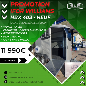 Promotion -van neuf - ifor williams - hbx 403 - 1.5 pl 