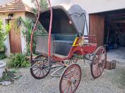 cheval de trait Arabo Percheron attel&eacute; + cal&egrave;che Marath